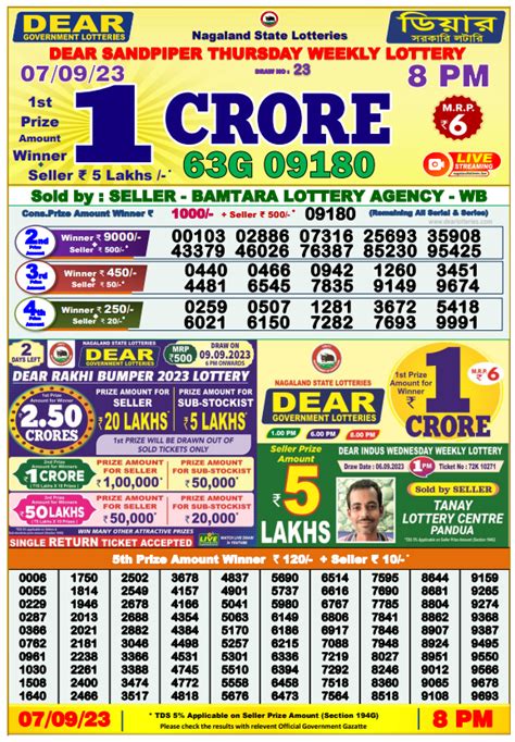 lottery sambad 7 tarik night result